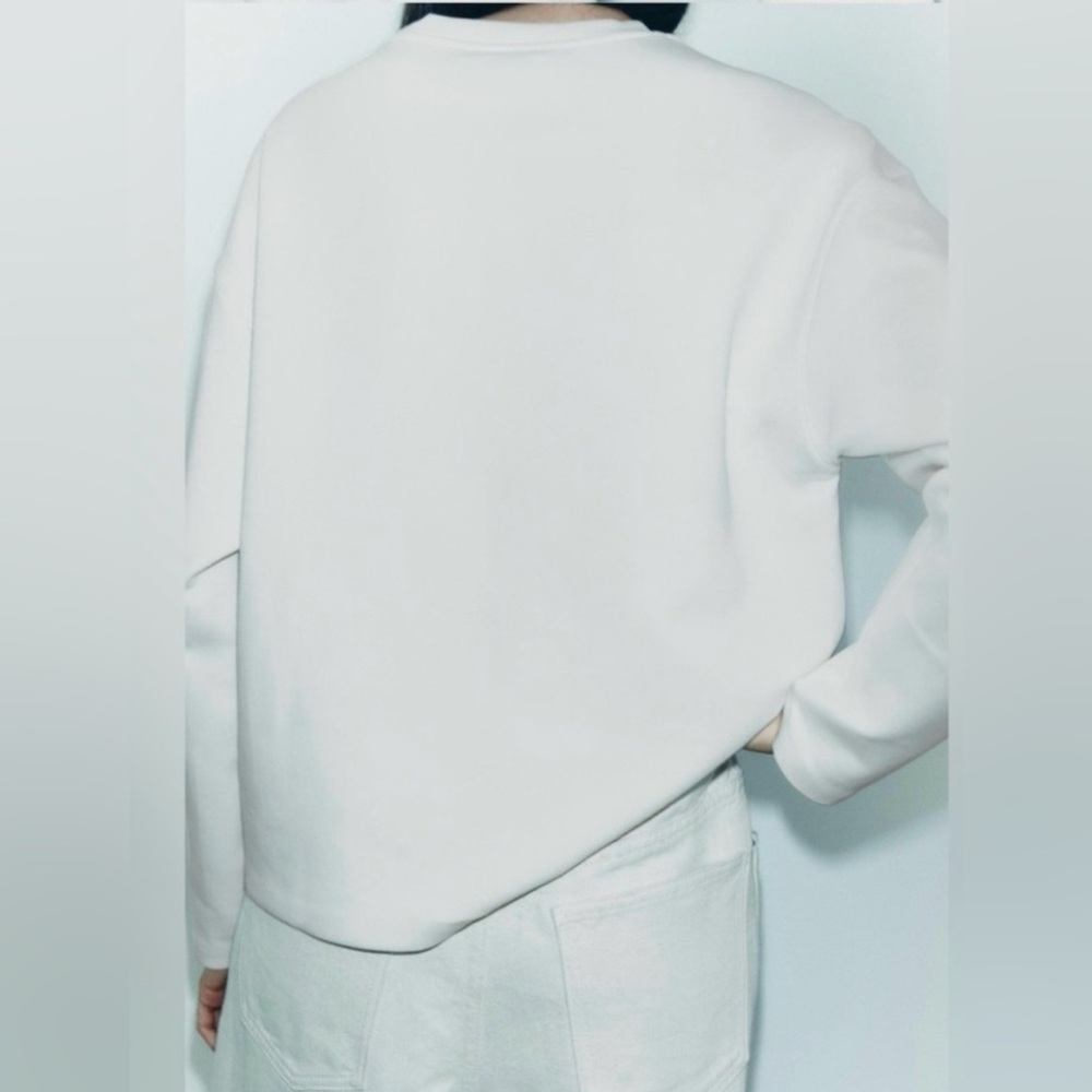 ZARA Ivory Jeweled Sweatshirt | X-Large | Long Sleeve | Sold Out - Picture 5 of 10